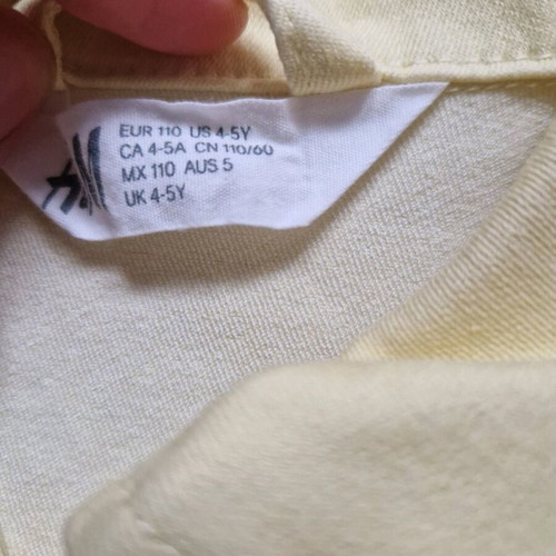 H&M Jean Jacket 110cm Yellow Like New
