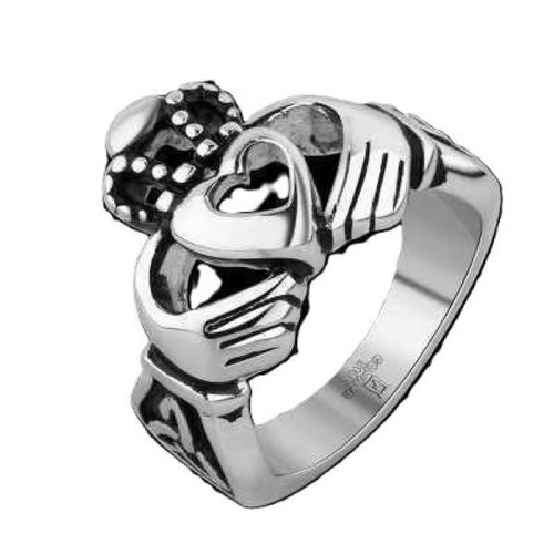 Claddagh ring size 58 silver tone alloy new