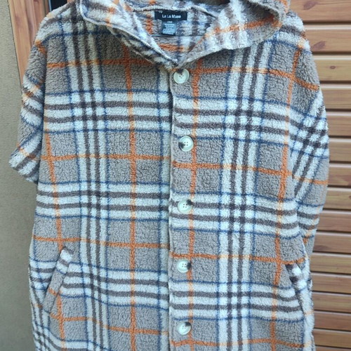 Checked coat jacket new, one size, with hood and pockets