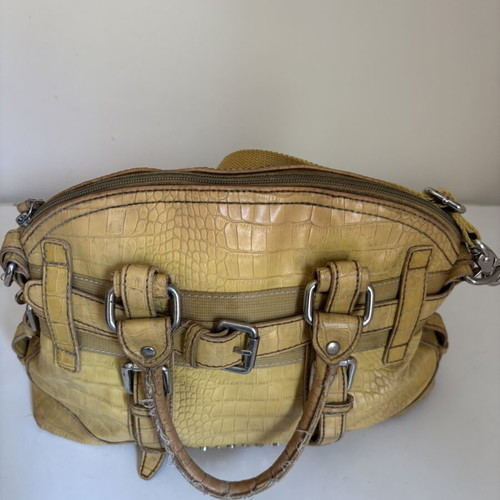 Sisley vintage yellow bag with croc texture, used
