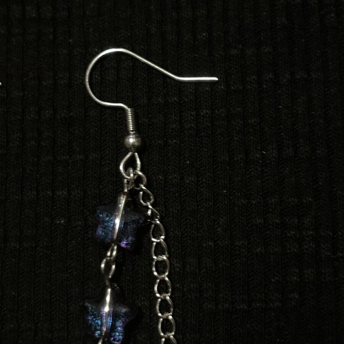 Handmade earrings with moon and dragonfly charm new, blue and silver