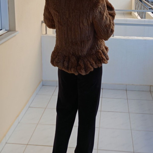 On Line brown rabbit fur like new, youthful, size M