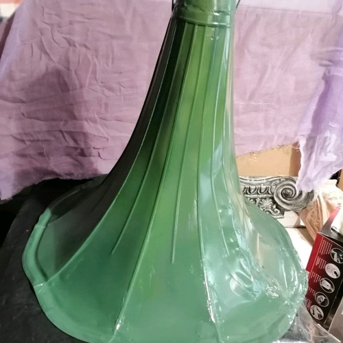 Gramophone Horn Ceiling Light vintage used, green restored