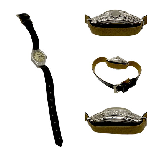 Technos vintage 18k mechanical watch with handmade engraving