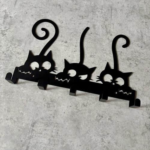 Metal hanger key holder with cats new