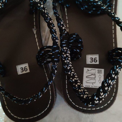 Ethnic leather handmade sandals size 36 new, black