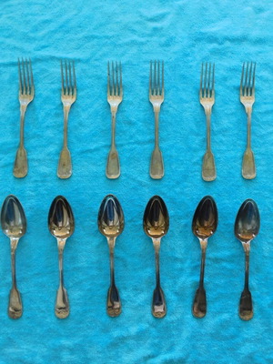 Berndorf set of 12 used silver-plated forks and spoons