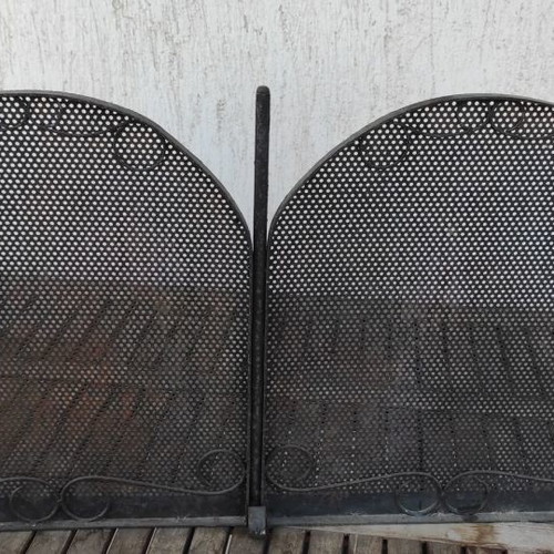 Fireplace screen used, handmade solid iron