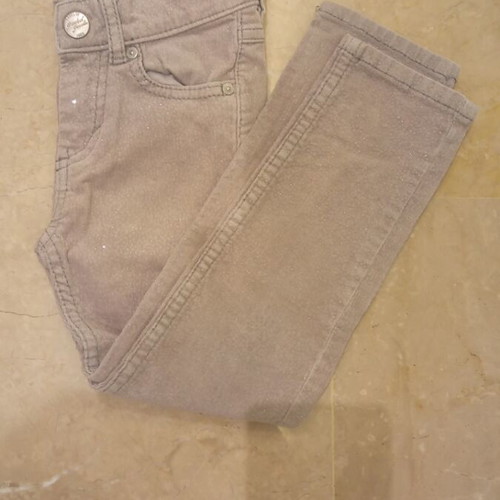 Girls' corduroy pants 3-4 years gray like new with silver thread