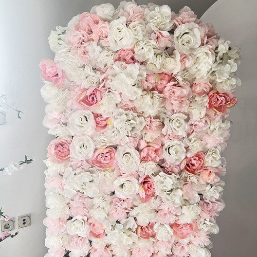 Arch with artificial flowers 60 x 150 cm new, white and pink