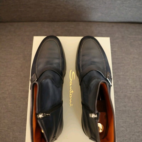 Santoni blue calf leather boots new