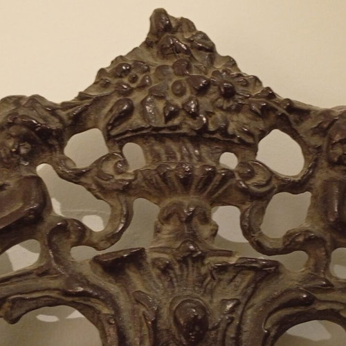Carved Mirror statement piece with sculpted figures, like new, dark gray
