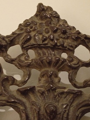 Carved Mirror statement piece with sculpted figures, like new, dark gray