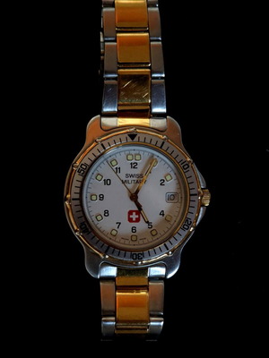 Swiss Military Hanowa watch used, two-tone bracelet