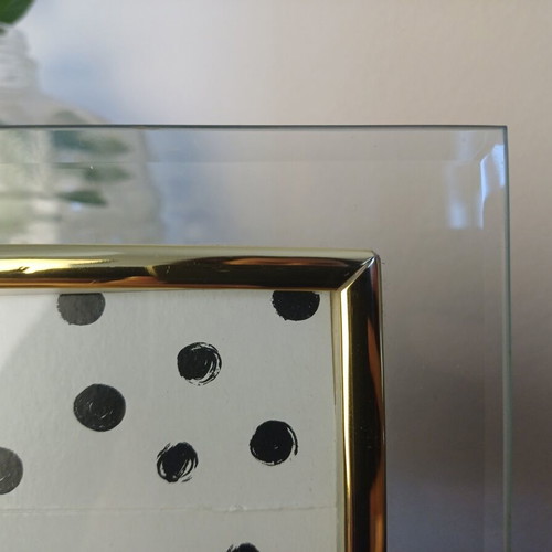 Glass photo frame with gold border, like new, 14.5×19.5 cm