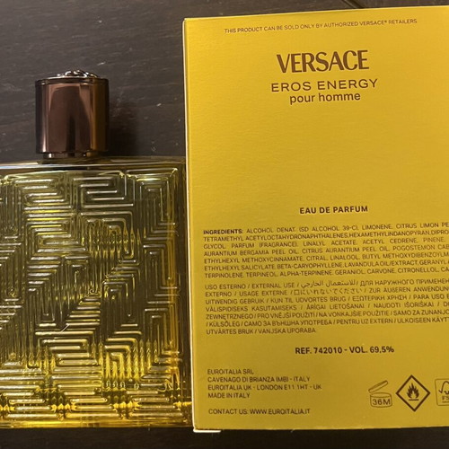 Versace Eros Energy empty perfume bottle used, 100 ml with box