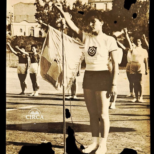 Photo of Cypriot athlete Sotiropoulou used, oath ceremony 1950s