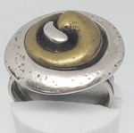 Handmade two-tone statement ring spiral yin yang new