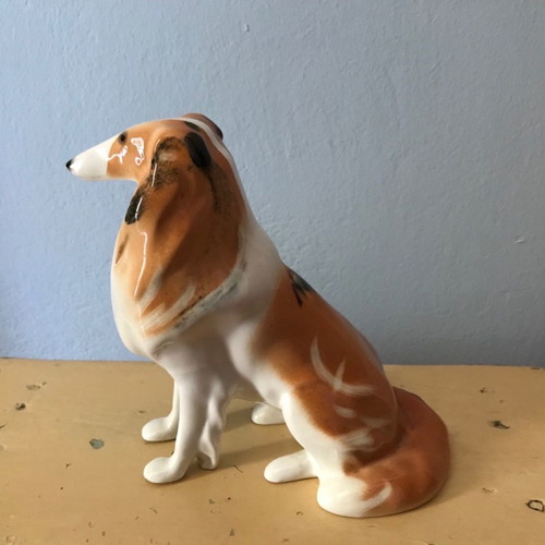 Lomonosov porcelain figurine colley dog used