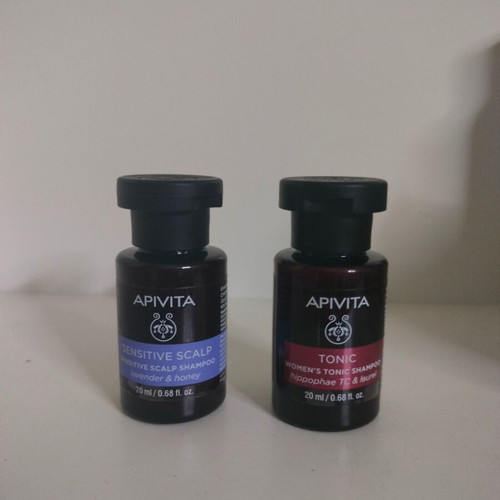 Apivita mini shampoos 2 x 20ml new, tonic and sensitive scalp
