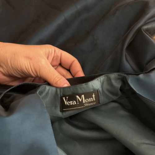Vera Mont Long Teal Backless Dress with Black Tulle Skirt like new
