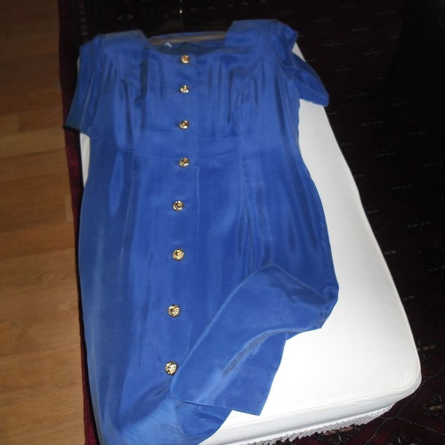 Silk dress blue royal used like new with gold buttons