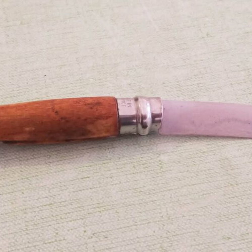 Opinel N08 Inox σουγιάς μεταχειρισμένος με custom ρουστίκ ξύλινη λαβή