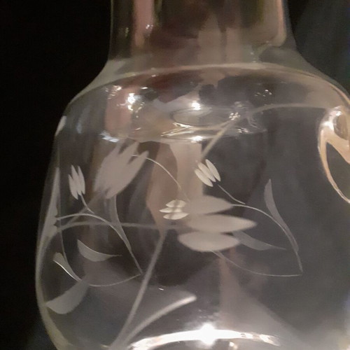 Crystal water jug from 1960 like new with carved decoration