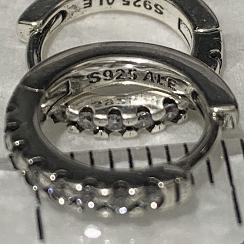 Pandora silver earrings like new with zircon stones
