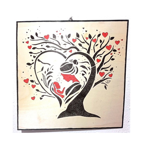 Handmade wooden frame, Motherhood, hand-painted, 30x30cm