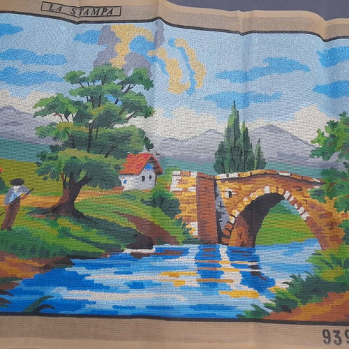 Vintage La Stampa Embroidery Canvas 125x60 cm like new