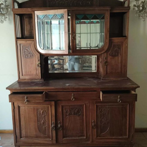 Traditional wooden interwar buffet cabinet