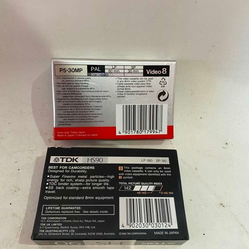Set of 2 video recordable cassettes used