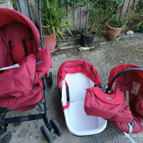 Chicco Trio Enjoy Fun stroller set like new, red
