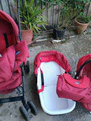 Chicco Trio Enjoy Fun stroller set like new, red
