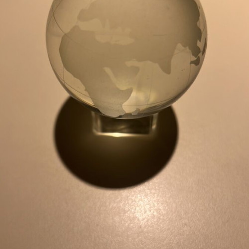 Crystal globe desk decor used with engraved continents and meridians