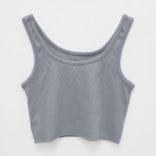 Grey Ribbed Crop Top Tally Weijl Size M Like New