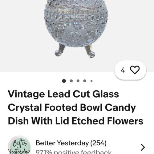 Vindage crystal fondant dish with lid like new