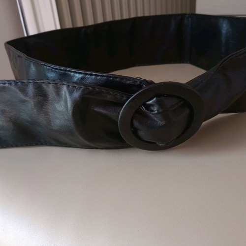 Wide faux leather belt like new, black, size 120 cm