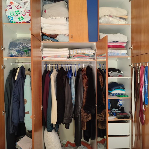 Student bedroom set used with wardrobe, bed, desk, shelves, and storage furniture