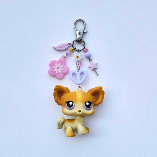 LPS Tan Chihuahua #96 Handmade Keychain like new