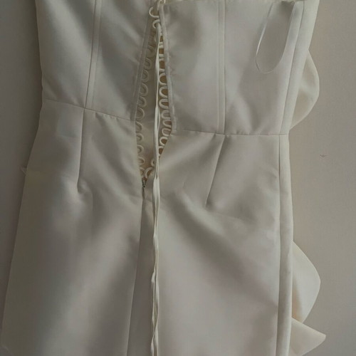 Wedding dress super mini ecru like new, satin with lace-up back