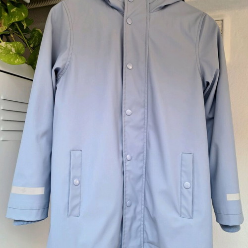 Waterproof jacket with fur for girl used, turquoise, Marks & Spencer size 140 cm