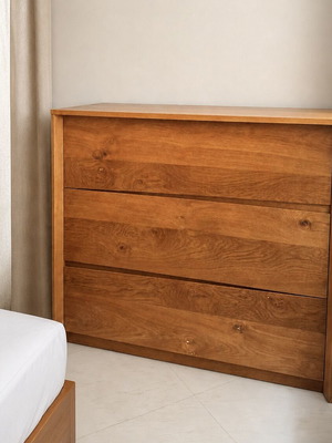 Custom-Made Natural Wood Drawer Unit