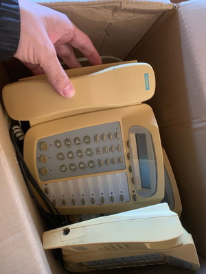 Siemens corded home phones used, red