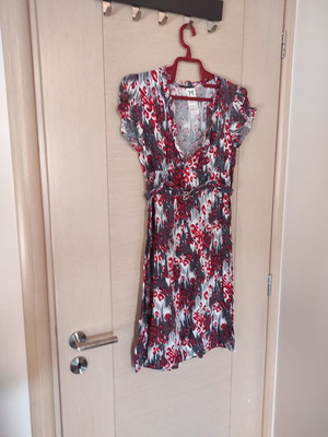 Summer dress with pattern, short sleeves, used, size S