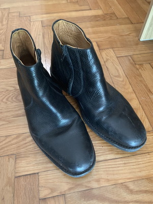 Leather ankle boots size 42 like new, men's black with zipper