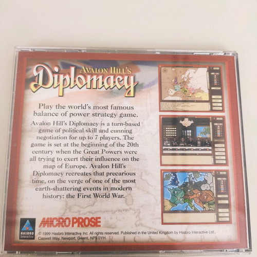 Avalon Hill's Diplomacy PC game like new, strategy