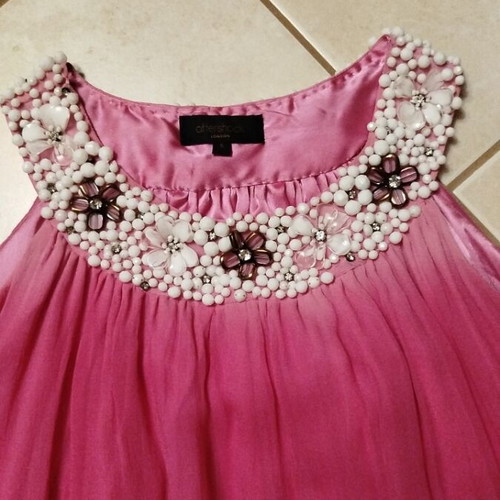 Summer dress with stone embroidery, like new, pink, size S