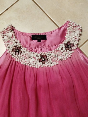 Summer dress with stone embroidery, like new, pink, size S